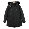 Moose Knuckles Curved-Hem Fur-Trim Hooded Parka – Black, Coyote Fur, Canadian Down