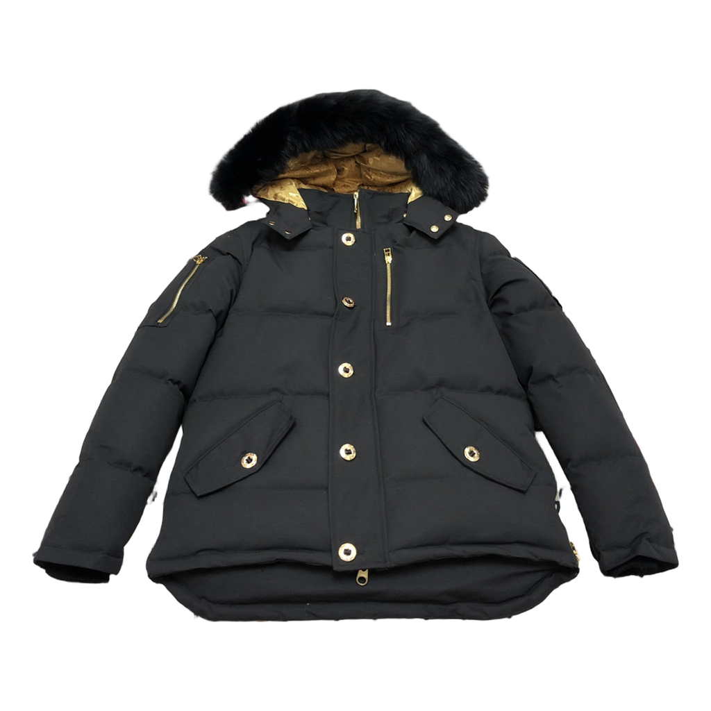 Moose Knuckles Gold 3Q Fur-Trim Puffer – Black, Coyote Fur, Gold Hardware
