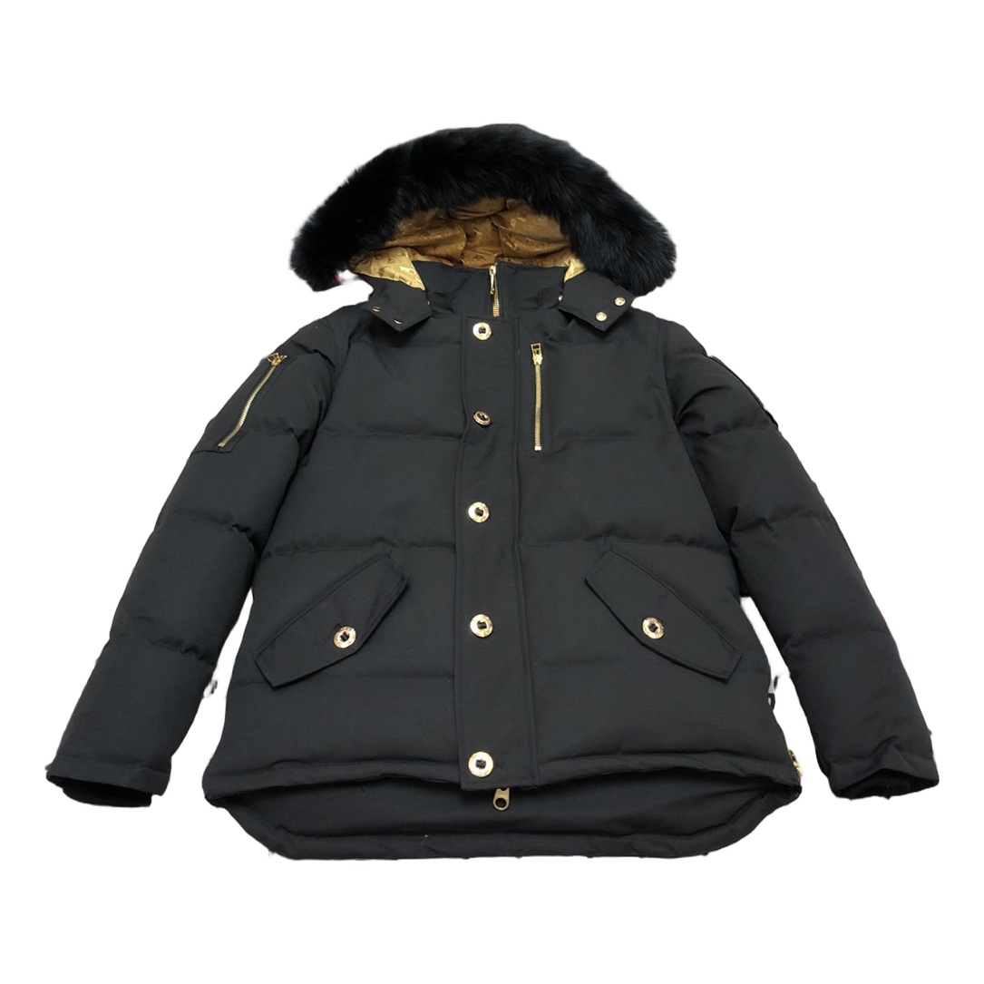 Moose Knuckles Gold 3Q Fur-Trim Puffer – Black, Coyote Fur, Gold Hardware