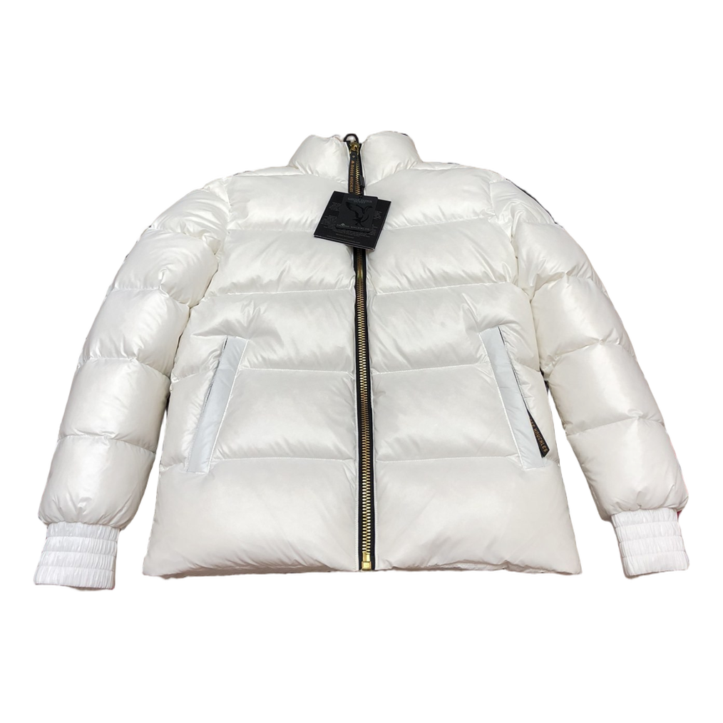 Moose Knuckles Logo-Zip Quilted Bomber – Off White, Canadian Down