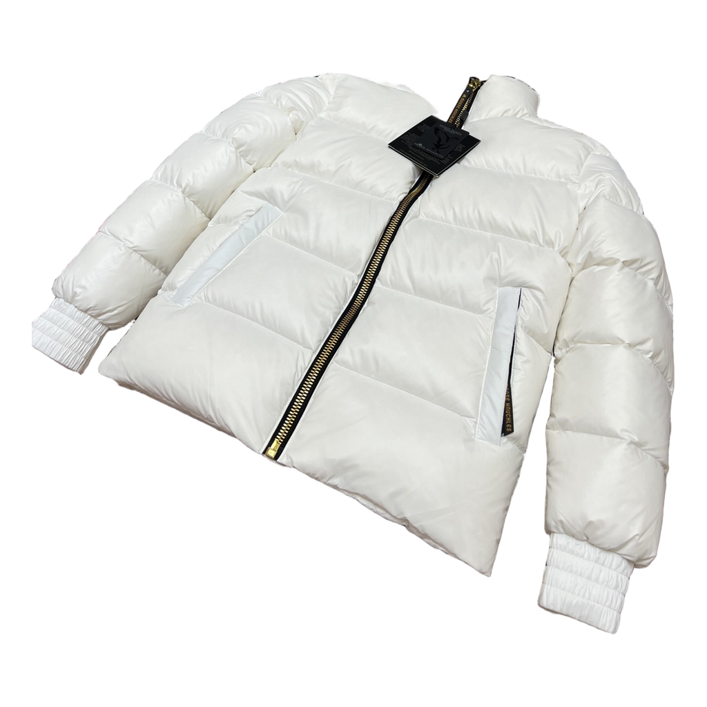 Moose Knuckles Logo-Zip Quilted Bomber – Off White, Canadian Down