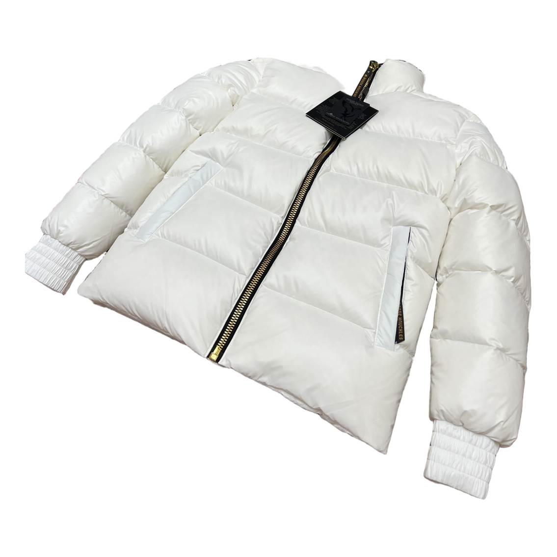 Moose Knuckles Logo-Zip Quilted Bomber – Off White, Canadian Down