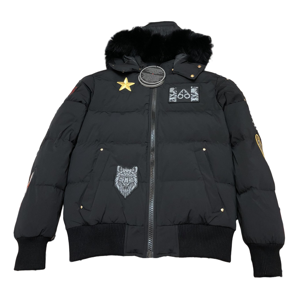 Moose Knuckles Patch-Detail Hooded Bomber – Black, Canadian Down