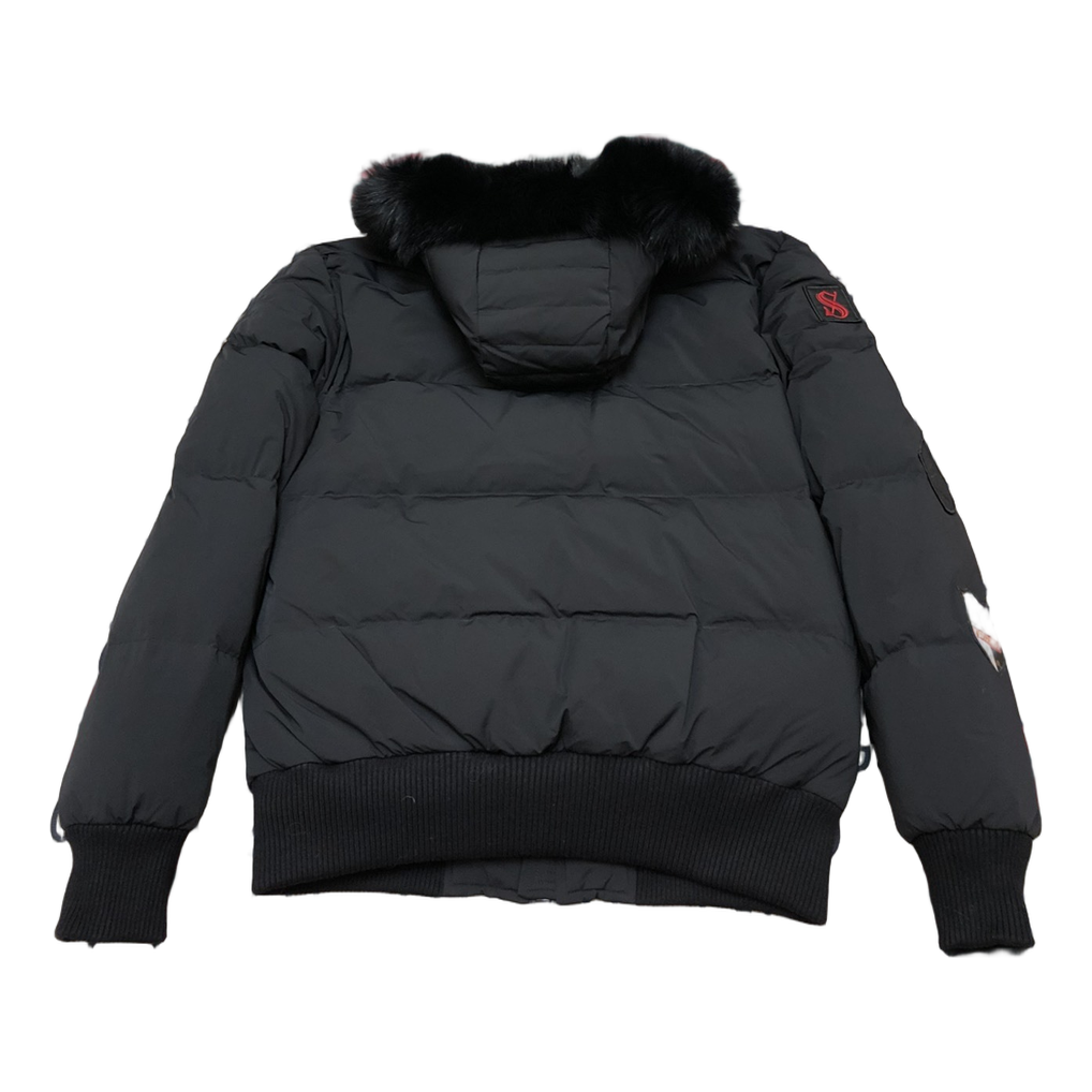 Moose Knuckles Patch-Detail Hooded Bomber – Black, Canadian Down