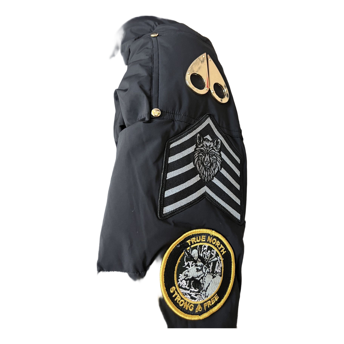 Moose Knuckles Patch-Detail Hooded Bomber – Black, Canadian Down