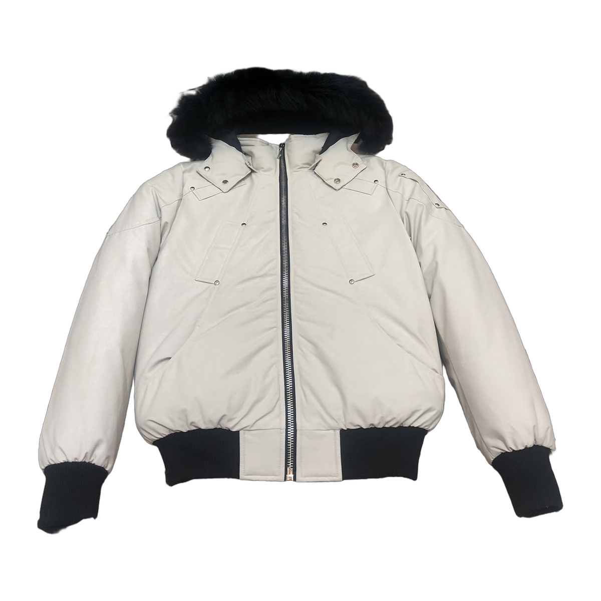 Moose Knuckles Men's Ballistic Bomber – Shearling Collar & Cuffs, Black