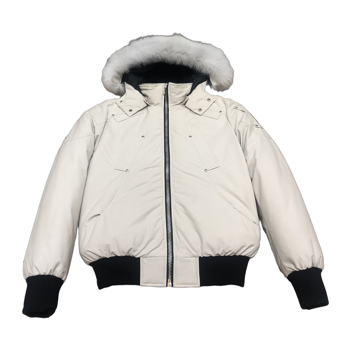 Moose Knuckles Men's Ballistic Bomber – Shearling Collar & Cuffs, Black