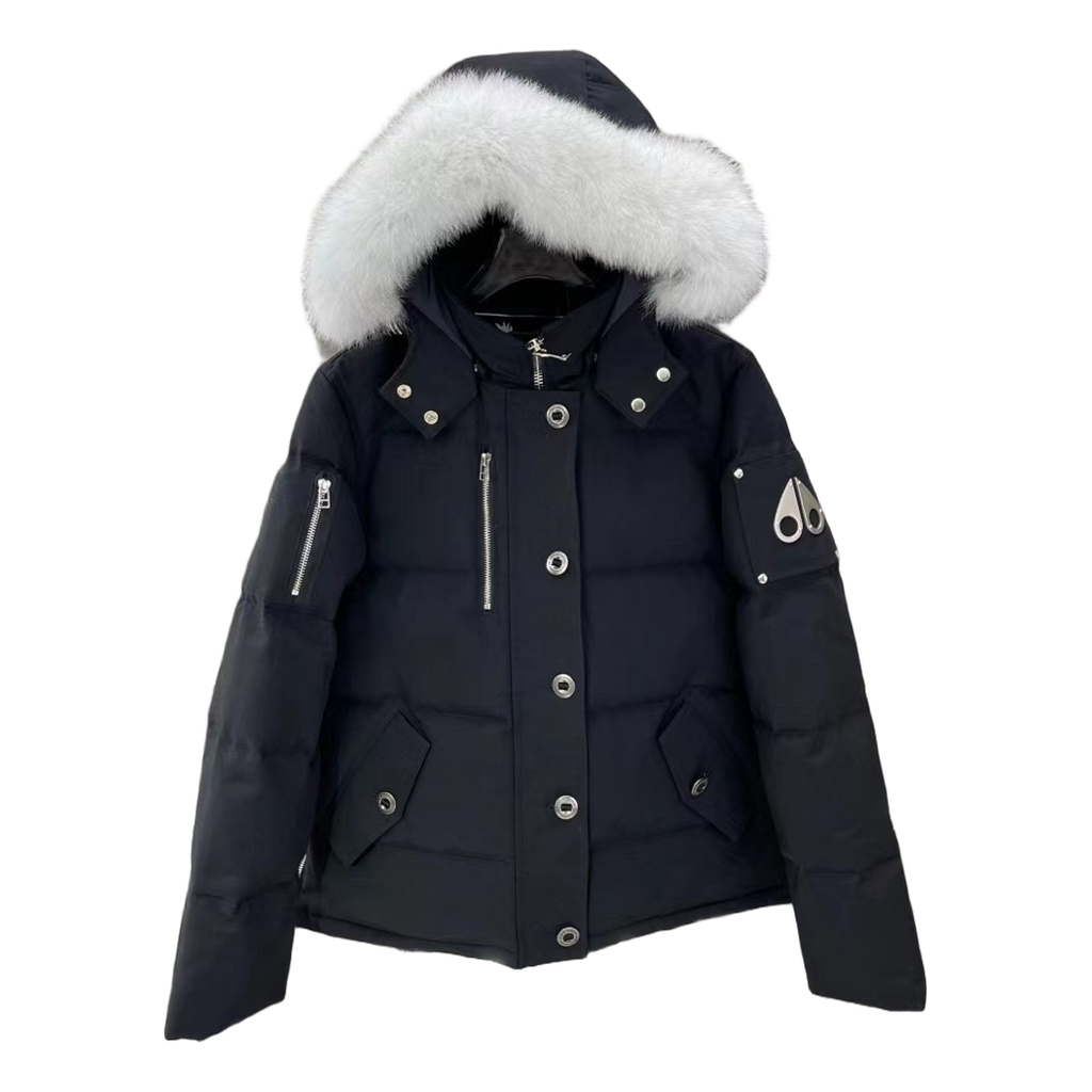 Moose Knuckles Chest-Zip Fur-Trim Hooded Puffer – Coyote Fur, Canadian Down