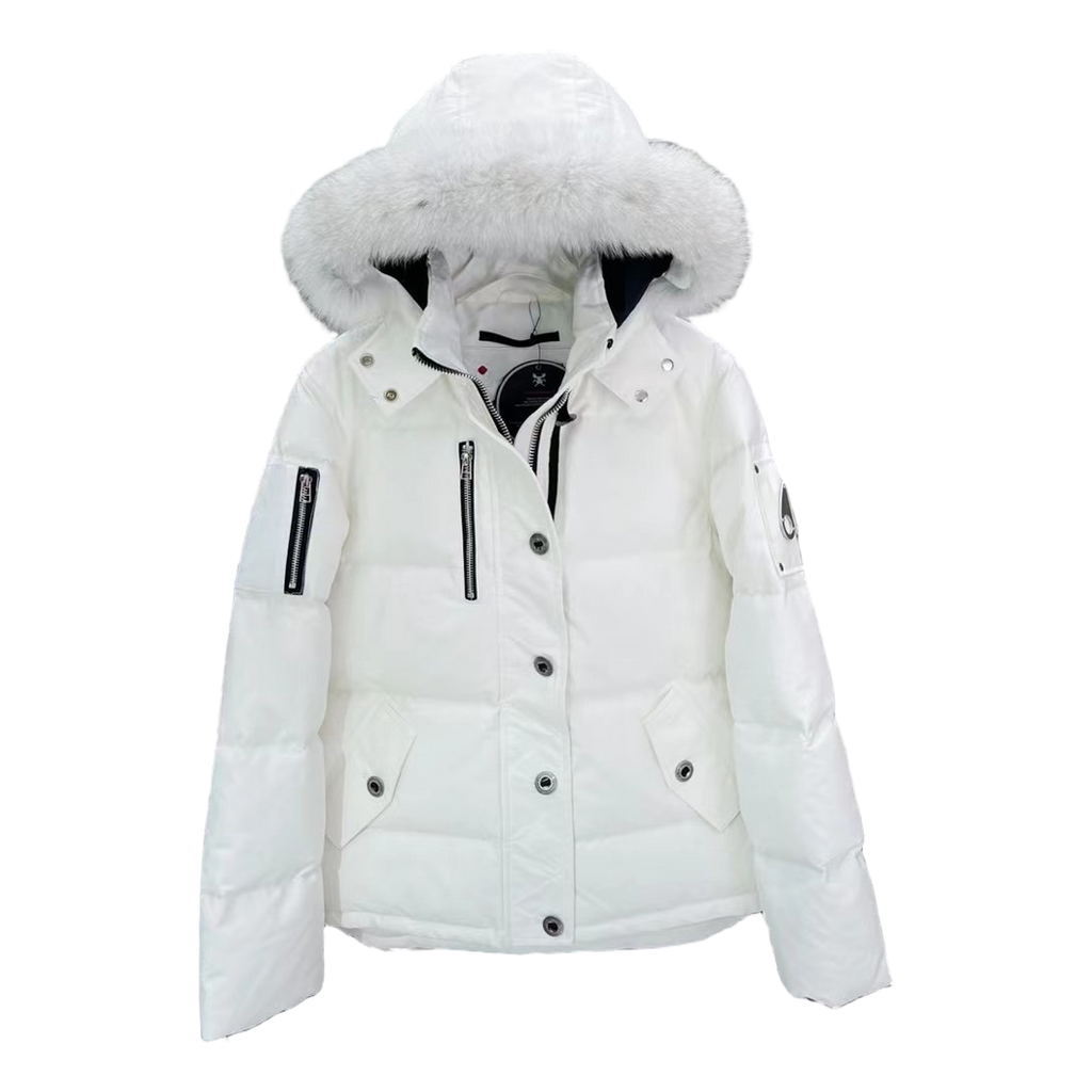 Moose Knuckles Chest-Zip Fur-Trim Hooded Puffer – Coyote Fur, Canadian Down