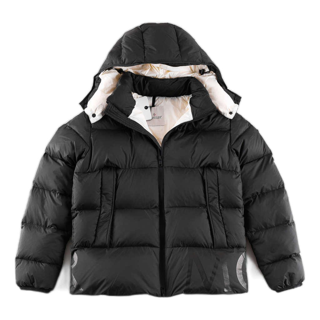 Moncler Contrast-Lined Logo-Hood Puffer Jacket – Black, Public and Private Luxury