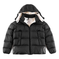 Moncler Contrast-Lined Logo-Hood Puffer Jacket – Black, Public and Private Luxury