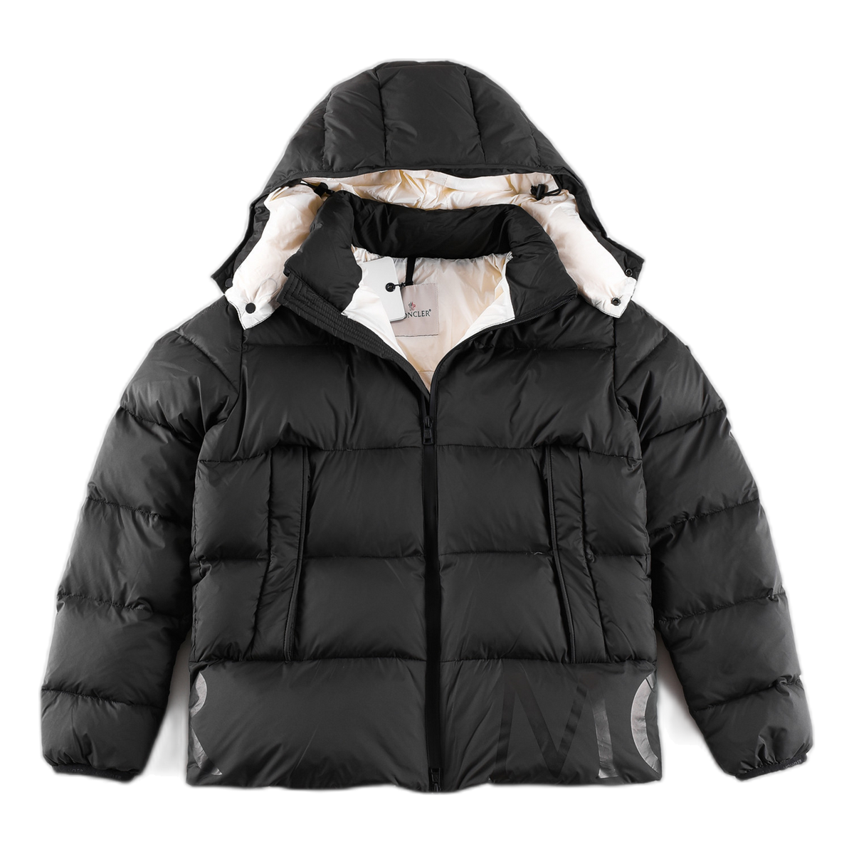 Moncler Contrast-Lined Logo-Hood Puffer Jacket – Black, Public and Private Luxury