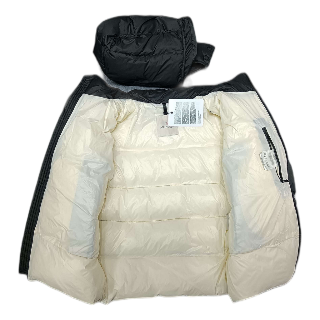 Moncler Contrast-Lined Logo-Hood Puffer Jacket – Black, Public and Private Luxury
