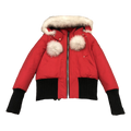 Moose Knuckles Debbie Pom-Pom Hooded Bomber – Red, Canadian Down