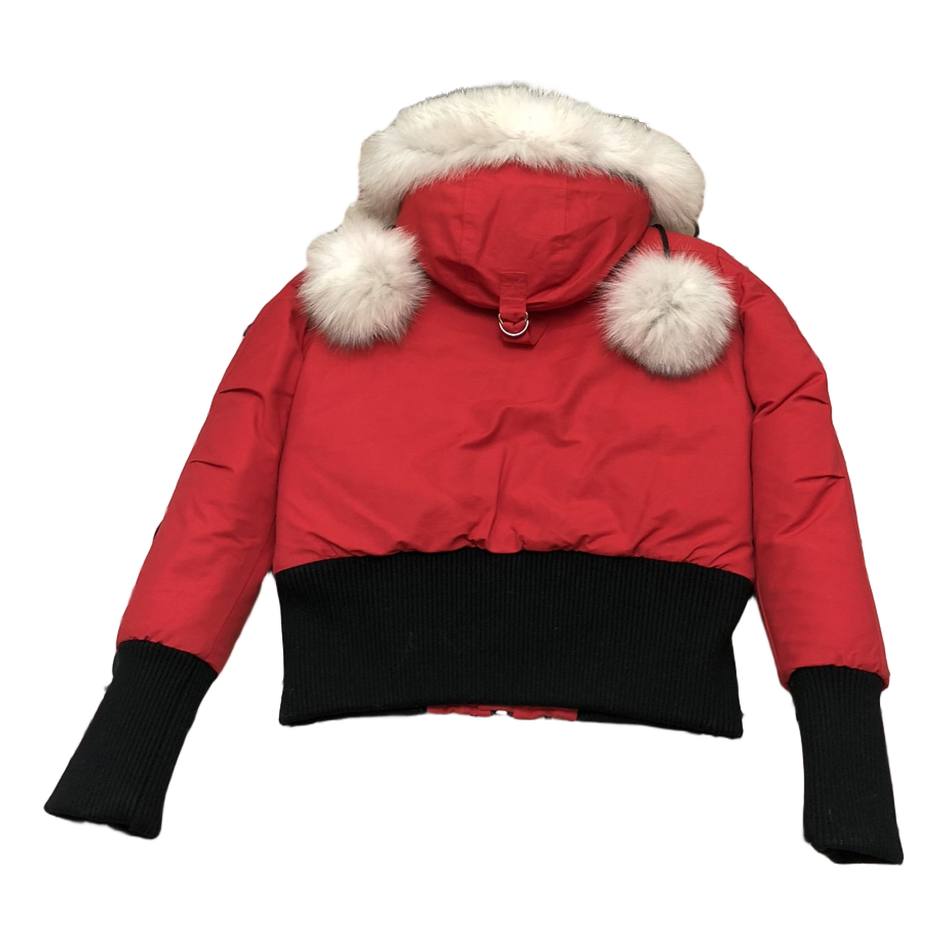 Moose Knuckles Debbie Pom-Pom Hooded Bomber – Red, Canadian Down