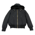 Moose Knuckles Gold Ballistic Bomber – Coyote Fur, Gold Hardware, Black