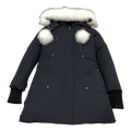 Moose Knuckles Stirling Parka – Pom-Pom, Coyote Fur, Canadian Down – Navy