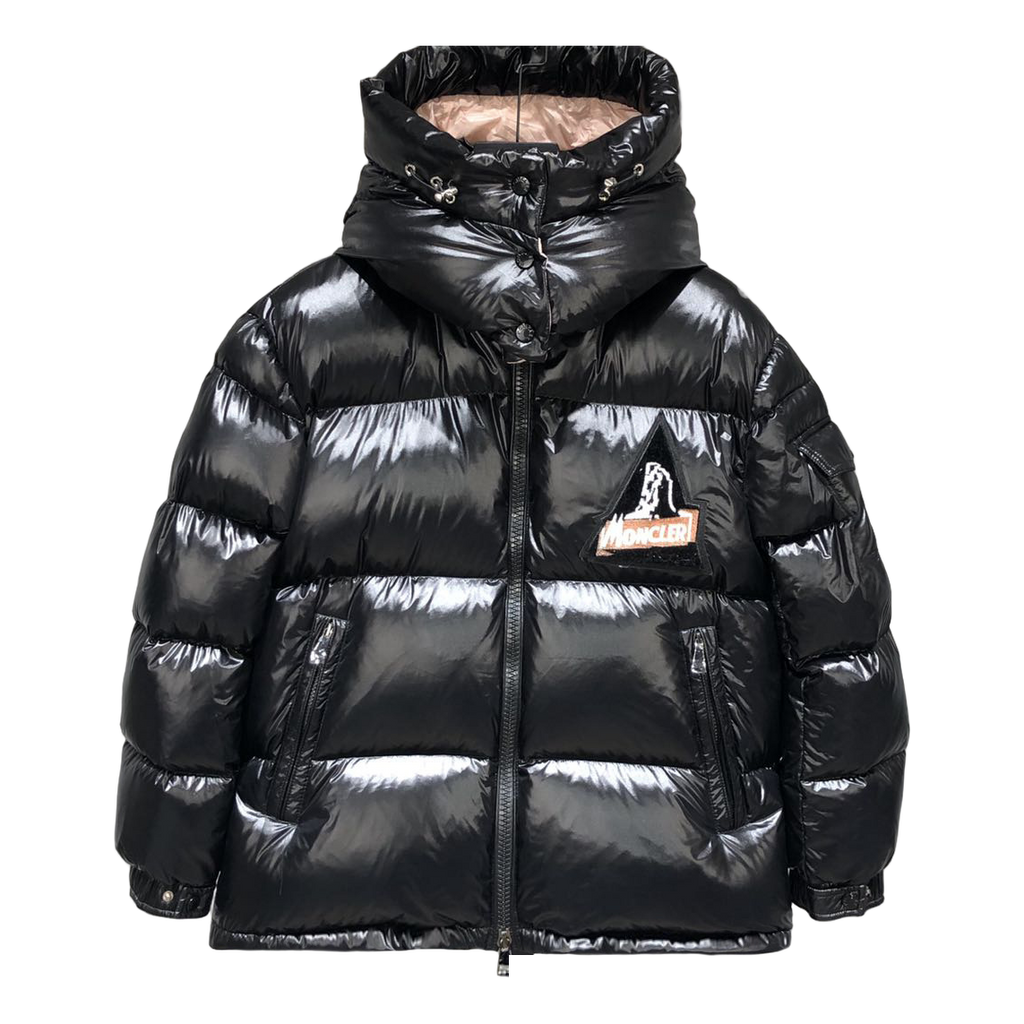 Moncler Mountain-Badge Glossy Short Puffer – Black, Premium Down