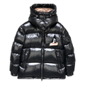 Moncler Mountain-Badge Glossy Short Puffer – Black, Premium Down