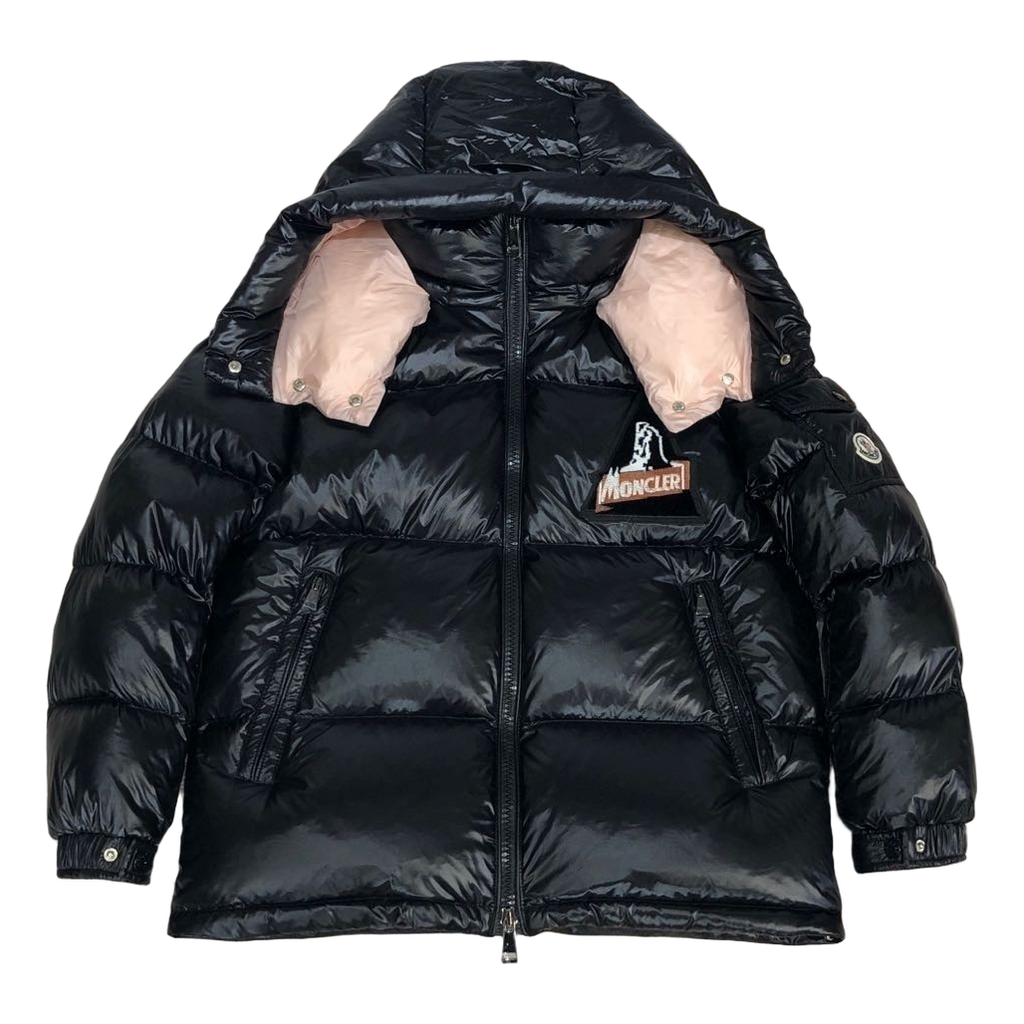 Moncler Mountain-Badge Glossy Short Puffer – Black, Premium Down