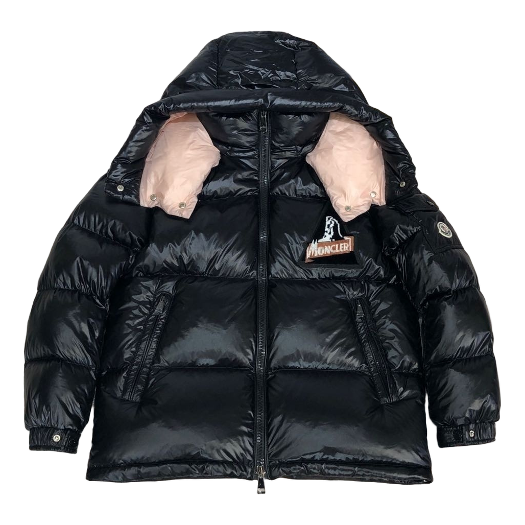 Moncler Mountain-Badge Glossy Short Puffer – Black, Premium Down