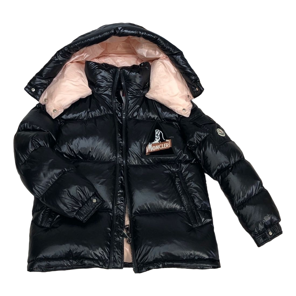Moncler Mountain-Badge Glossy Short Puffer – Black, Premium Down