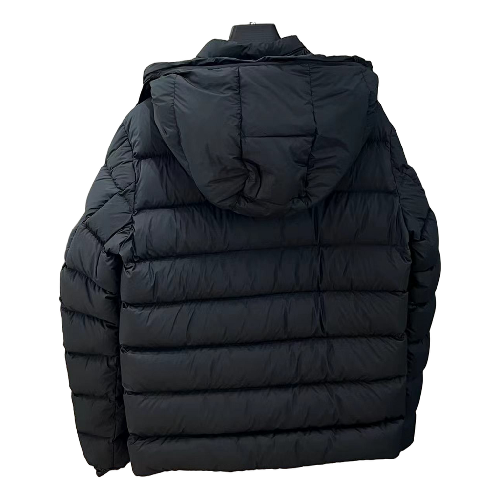 Moncler Vertical-Logo Hooded Puffer Jacket – Black, Premium Down