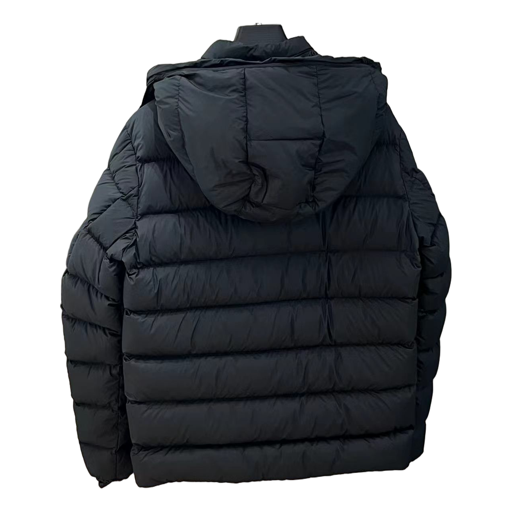 Moncler Vertical-Logo Hooded Puffer Jacket – Black, Premium Down