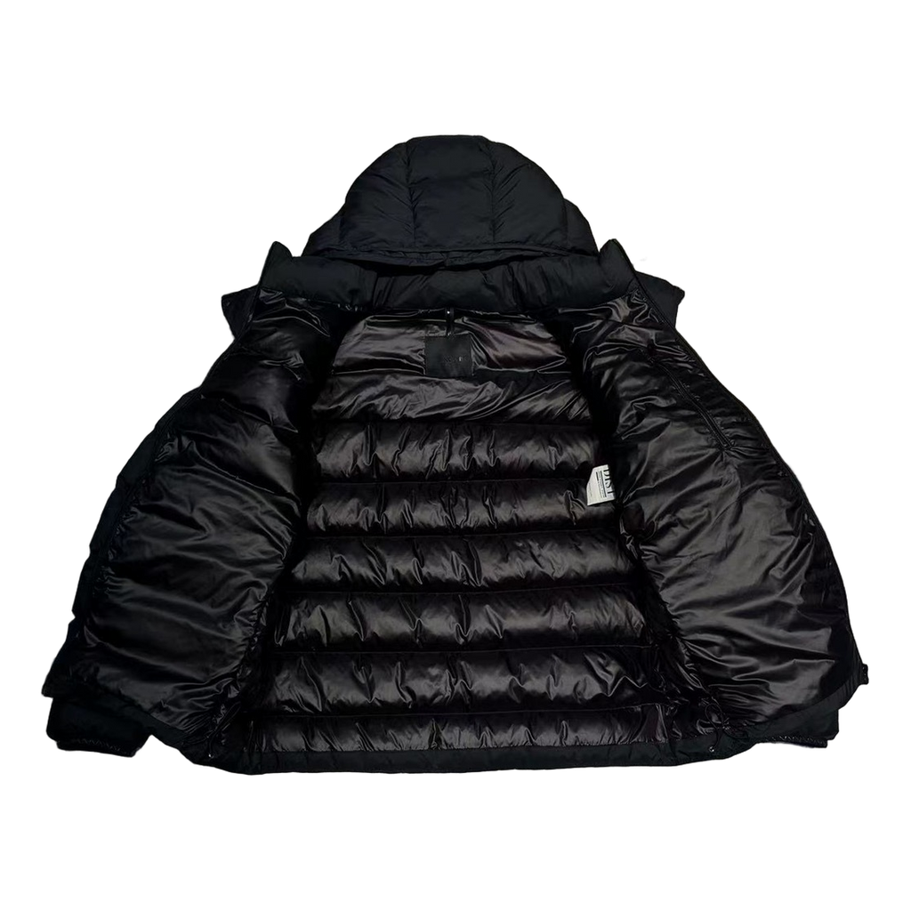 Moncler Vertical-Logo Hooded Puffer Jacket – Black, Premium Down
