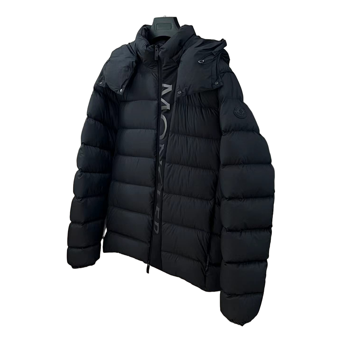 Moncler Vertical-Logo Hooded Puffer Jacket – Black, Premium Down