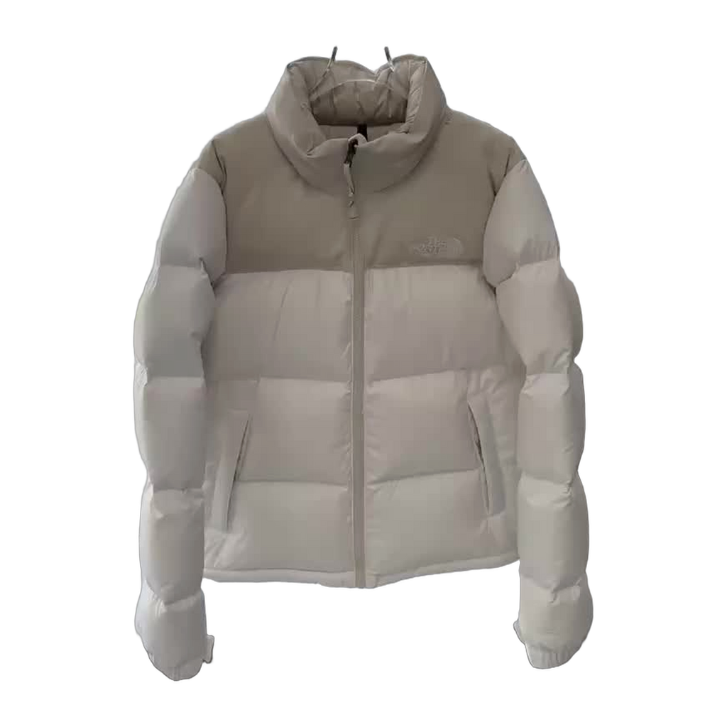 The North Face Cropped Puffer Jacket – Stand Collar, Cream