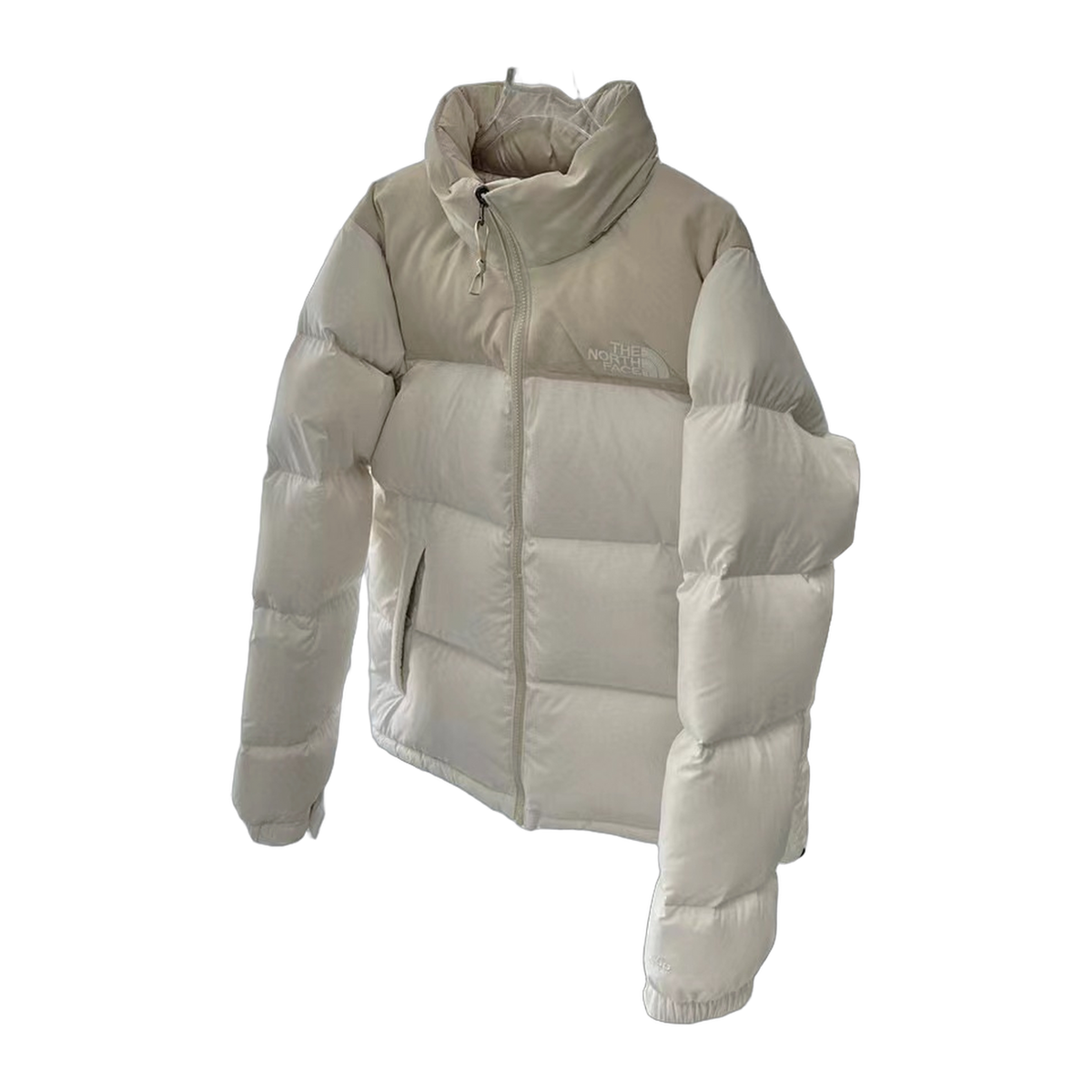 The North Face Cropped Puffer Jacket – Stand Collar, Cream