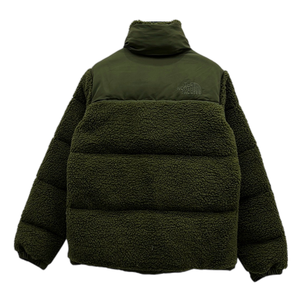 The North Face Fleece-Panel Puffer Jacket – Stand Collar, Olive